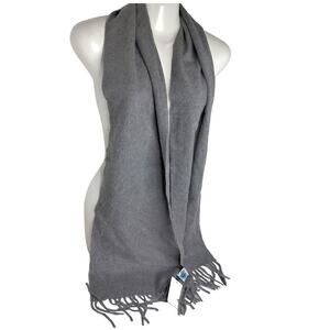 Portolano Gray Cashmere Fringe Scarf Made In Italy New